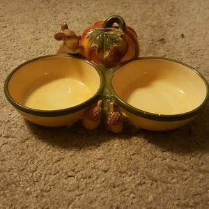 Adorable Ceramic Fall Mouse/Pumpkin Candy Dish